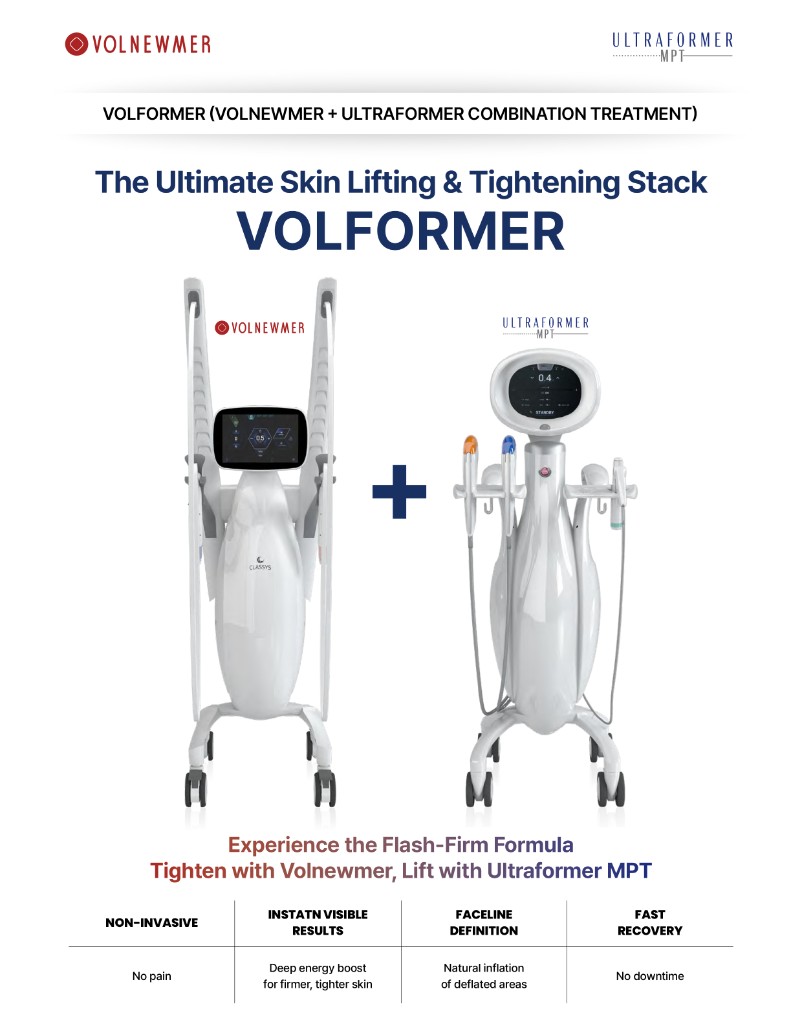 VOLFORMER product flyer - Volnewmer and Ultraformer MPT skin lifting and tightening stack